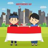 Flat Indonesia Independence Day Background vector