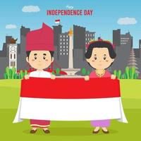 fondo plano del día de la independencia de indonesia vector