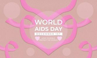 illustration commemorating world AIDS day with ribbon symbol and heart shape. pearls of wisdom, love yourself. protect the world vector