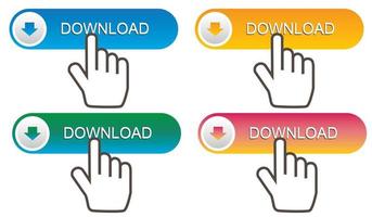 Download Button Collection With Hand Pointer vector