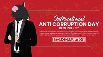 fondo del día internacional contra la corrupción con un corruptor ilustrado como una rata vector