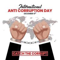 International anti corruption day background with hands handcuffed vector