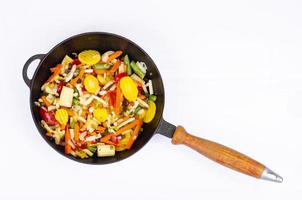 Seasonal vegetables platter in frying pan.Healthy food.Vegetarianism. Studio Photo. photo
