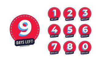 Number of days left. Stickers and banners timer pack. vector