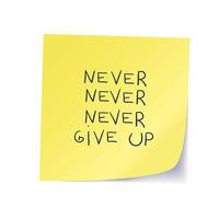 Handwritten yellow squared sticker. Motivational Phrase. vector