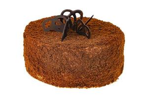 Chocolate truffle cake isolated on white background. Studio Photo