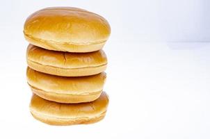 Round hamburger buns isolated on white background. Studio Photo. photo