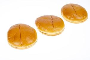 Round hamburger buns isolated on white background. Studio Photo. photo