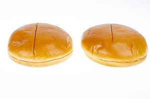 Round hamburger buns isolated on white background. Studio Photo. photo