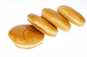 Round hamburger buns isolated on white background. Studio Photo. photo