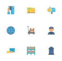 bundle of postal service icons vector
