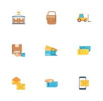 bundle of postal service icons vector