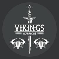 plantilla de camiseta impresa guerreros vikingos vector