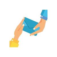 hands human with envelope mail postal service vector