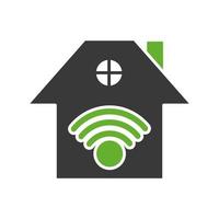 Fachada de la casa con señal wifi. vector