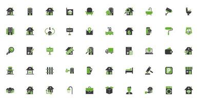 bundle of real estate set icons vector