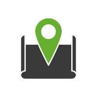 map paper with pin pointer location vector