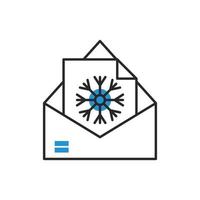 happy merry christmas envelope with snowflake vector