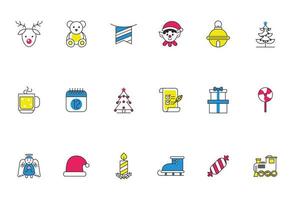 bundle of happy merry christmas icons vector