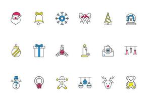 bundle of happy merry christmas icons vector