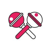 cute maracas musical instrument icon vector