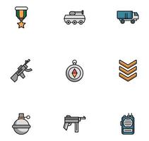 paquete de iconos de conjunto militar vector