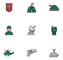 paquete de iconos de conjunto militar vector