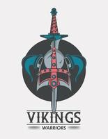 plantilla de camiseta impresa guerreros vikingos vector