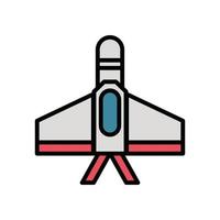 avión, fuerza militar, aislado, icono vector