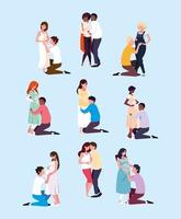 group of couples pregnant avatar character vector