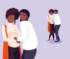 group of afro couples pregnant avatar character vector