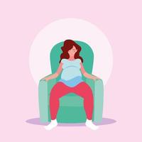 woman pregnant sitting in sofa avatar character vector