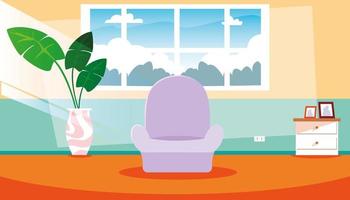 house inside scene with sofa and decoration interiors vector