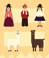 bolivian people and llama vector