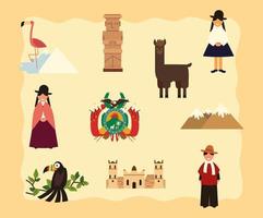 icons set bolivia vector