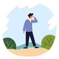 man looking in the landscape vector