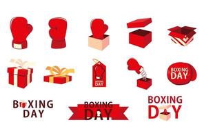 set of boxing day vector