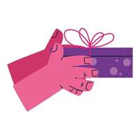 hands holding gift vector