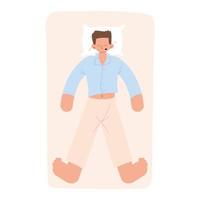 peaceful man sleeping on bed vector