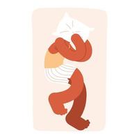 man sleeping with pillow on head vector