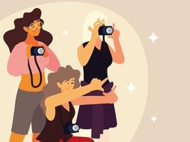 female photographers or paparazzi vector