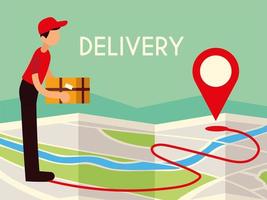 delivery man on map vector