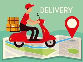 delivery man on map vector