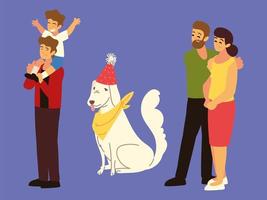 people and dog vector