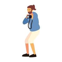 bearded photographer with camera vector