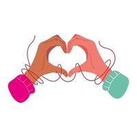 red string hands shaped heart vector