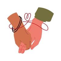 hands with red string of destiny vector