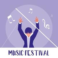 music festival poster with orchestra conductor vector