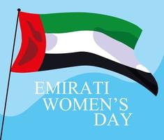 cartel del día de la mujer emiratí con bandera vector