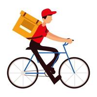delivery man riding bike vector